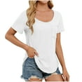 thumbnail image 1 of tarylea Womens T Shirts Short Sleeve Shirts Scoop Neck Summer Tops Solid Color Soft Comfy Tees, 1 of 8