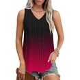 thumbnail image 1 of tarylea Womens Tank Top Sleeveless Eyelet V Neck Curved Hem Gradient Color Blouse Tops Casual Summer Loose Dressy Tops, 1 of 7