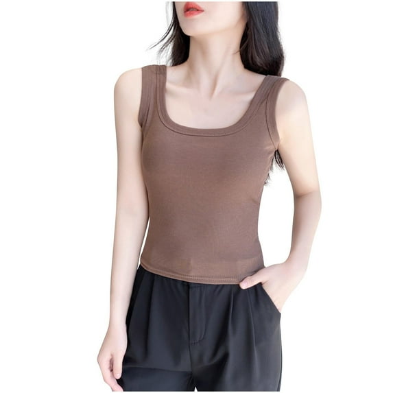 tarylea Womens Tank Tops Casual Sleeveless Undershirts Square Neck Base Layer Top Slim Fitted Loungewear