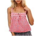 thumbnail image 1 of tarylea Womens Tank Tops Square Neck Sleeveless Plaid Camisoles Summer Cute Backless Vest Shirt, 1 of 6