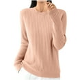thumbnail image 1 of tarylea Womens Tops Crew Neck Ribbed Knitted Sweater Solid Color Long Sleeve Pullover Casual Loose Fall Stretch Comfy Dailywear Tops, 1 of 3