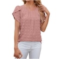 thumbnail image 1 of tarylea Womens Tops Dressy Casual Petal Sleeve Shirts Crewneck Pleated Dotted Business Top, 1 of 5