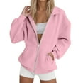 thumbnail image 1 of tarylea Womens Tops Full Zipper Turn down Collar Sweatshirts Solid Color Long Sleeve Jackets with Pockets Casual Loose Trendy Fall Tops, 1 of 5
