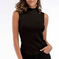 thumbnail image 1 of tarylea Womens Tops Half High Neck Sleeveless Knitted Tank Tops Solid Color Fitted Blouse Casual Comfy Stretch Dailywear Tops, 1 of 5
