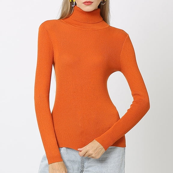 tarylea Womens Tops High Turtleneck Long Sleeve Sweater Slim Fitted Solid Color Pullover Casual Basic Fall Tops Trendy Shirts