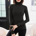 thumbnail image 1 of tarylea Womens Tops Long Sleeve Slim Fitted Undershirts High Neck Stretch Shirts Casual Comfy Cute Fall Dailywear Tops, 1 of 4