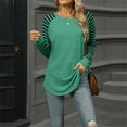 thumbnail image 1 of tarylea Womens Tops Long Striped Sleeve Scoop Neck Tunic Tops Curved Hem Color Blocked Shirts Casual Comfy Fall Tops, 1 of 4