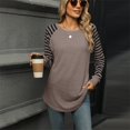 thumbnail image 1 of tarylea Womens Tops Long Striped Sleeve Scoop Neck Tunic Tops Curved Hem Color Blocked Shirts Casual Comfy Fall Tops, 1 of 4