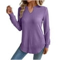 thumbnail image 1 of tarylea Womens Tops Notch Neck Irregular Hem Ribbed Tunic Long Sleeve Cinch Cuff Solid Color Shirts Casual Loose Fall Trendy Tops, 1 of 6