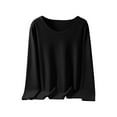 thumbnail image 1 of tarylea Womens Tops Scoop Neck Solid Color Undershirts Long Sleeve Loose Tops Casual Comfy Warm Winter Dailywear Thermal Tops, 1 of 7