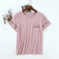 thumbnail image 1 of tarylea Womens Tops Short Sleeve Crew Neck Pajama T-Shirts with Pockets Casual Loose Summer Comfy Lounge Tops, 1 of 5