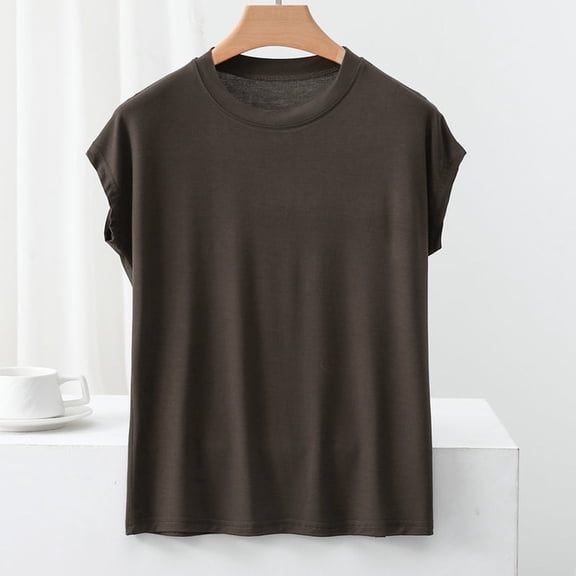 tarylea Womens Tops Short Sleeve Crew Neck Solid Color T-Shirt Casual Loose Comfy Stretch Summer Dailywear Tops