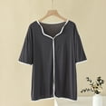 thumbnail image 1 of tarylea Womens Tops Short Sleeve V Neck Color Blocked Pajama Tops Casual Loose Summer Comfy Lounge Tops, 1 of 3
