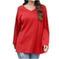 thumbnail image 1 of tarylea Womens Tops V Neck Long Sleeve Shirts Solid Color Loose Tunic Casual Fall Trendy Comfy Stretch Dailywear Tops, 1 of 8