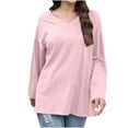 thumbnail image 1 of tarylea Womens Tops V Neck Long Sleeve Shirts Solid Color Loose Tunic Casual Fall Trendy Comfy Stretch Dailywear Tops, 1 of 8