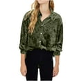 thumbnail image 1 of tarylea Womens Tops Velour Shirts Turn down Collar Button down Tunic Irregular Hem Solid Color Tops Casual Loose Trendy Shirts, 1 of 6
