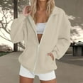 thumbnail image 1 of tarylea Workout Jacket for Women Full Zipper Hoodie with Front Pockets Solid Color Long Sleeve Sweatshirt Casual Loose Sports Tops, 1 of 5