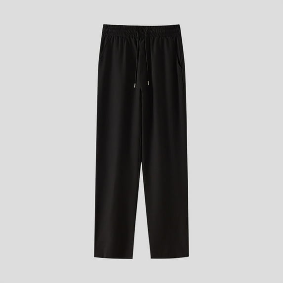 tarylea Workout Pants for Men Elastic Waist Straight Leg Trousers Drawstring Solid Color Pants with Pockets Casual Loose Athletic Pants