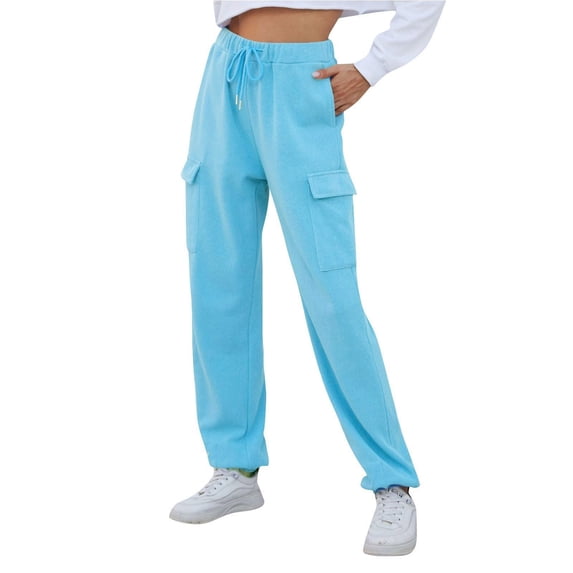 tarylea Workout Pants for Women Elastic Waist Drawstring Sweatpants with Multi Pockets Cinch Bottom Loose Sports Pants
