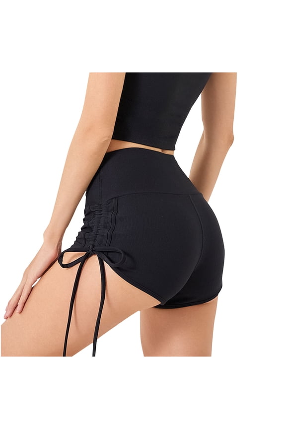 Workout Shorts Women High Waisted Belly Control Side Drawstring Ties Summer Gym Running Shorts