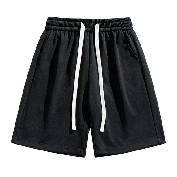 tarylea Workout Shorts for Men Knee Length Elastic Waist Shorts Drawstring Wide Leg Solid Color Shorts Casual Loose Running Gym Shorts