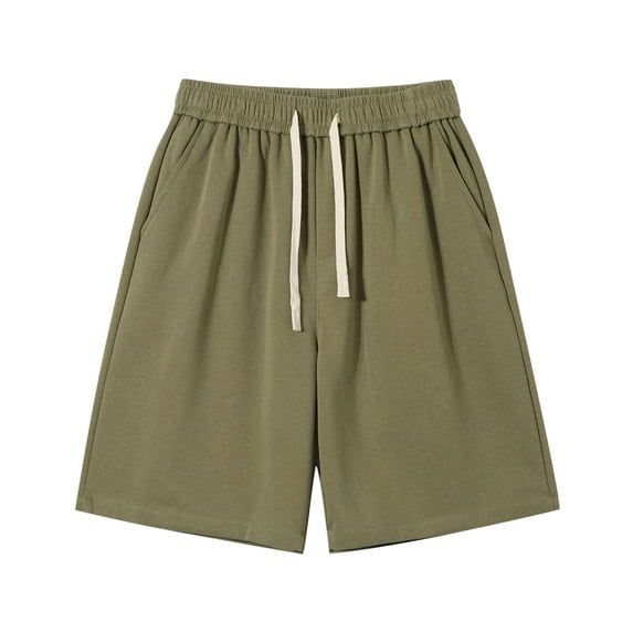 tarylea Workout Shorts for Men Knee Length Elastic Waist Shorts Drawstring Wide Leg Solid Color Shorts Casual Loose Running Gym Shorts