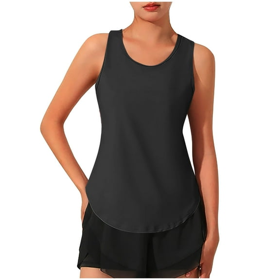 tarylea Workout Tank Tops for Women Sleeveless Crew Neck Irregular Hem Tops Casual Summer Yoga Breathable Tops
