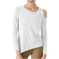 thumbnail image 1 of tarylea Workout Tops for Women Crew Neck One Shoulder Tops Long Sleeve Solid Color Shirts Casual Loose Sunproof Lightweight Athletic Tops, 1 of 4