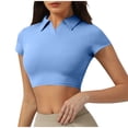 thumbnail image 1 of tarylea Workout Tops for Women Cropped Lapel Collar V Neck Short Sleeve Slim Fitted Athletic Tees Shirts, 1 of 3