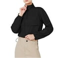 thumbnail image 1 of tarylea Workout Tops for Women High Neck Half Zipper Crop Tops Drawstring Hem Elastic Cuff Tops Solid Color Casual Sunproof Lightweight Gym Tops, 1 of 7
