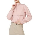 thumbnail image 1 of tarylea Workout Tops for Women High Neck Half Zipper Crop Tops Drawstring Hem Elastic Cuff Tops Solid Color Casual Sunproof Lightweight Gym Tops, 1 of 7