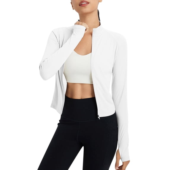 tarylea Workout Tops for Women Long Sleeve Sun Protection Zipper Turtle Neck Lightweight Crop Athletic Jacket Yoga Shirts