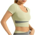 thumbnail image 1 of tarylea Workout Tops for Women Short Sleeve Crew Neck Slim Fitted Seamless Cropped Tops Casual Summer Stretch Athletic Yoga Shirts, 1 of 3