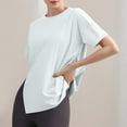 thumbnail image 1 of tarylea Workout Tops for Women Short Sleeve Crew Neck Slit Hem T-Shirt Casual Loose Comfy Summer Yoga Athletic Tops, 1 of 7