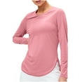 thumbnail image 1 of tarylea Workout Tops for Women Sunproof Crew Neck U Shaped Hem Tops Solid Color Breathable Shirts Causal Loose Athletic Tops, 1 of 8