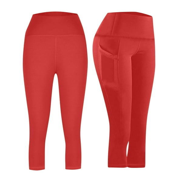 tarylea Yoga Leggings for Women 3/4 Length High Rise Capri Pants Solid Color Stretch Pants with Pockets Casual Comfy Workout Gym Pants