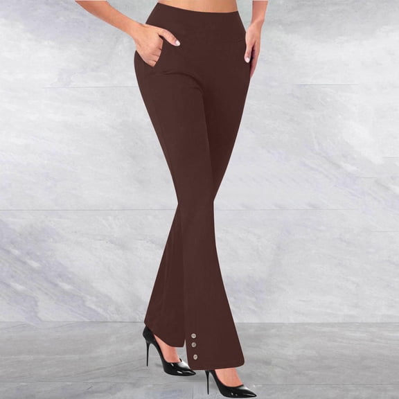 tarylea Yoga Pants for Women Bell Bottom Slim Fitted Flare Pants Solid Color High Stretch Dress Pants Casual Work Office Dailywear Pants