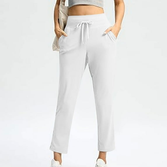 tarylea Yoga Pants for Women Drawstring High Rise Trousers Solid Color Fitted Pants with Pockets Casual Stretch Comfy Dailywear Workout Pants