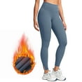 thumbnail image 1 of tarylea Yoga Pants for Women High Rise Fleece Lined Slim Fitted Leggings Solid Color Slit Hem Pants Casual Warm Winter Workout Pants, 1 of 8