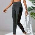 thumbnail image 1 of tarylea Yoga Pants for Women High Rise Mesh Blocked Leggings Solid Color Stretch See-Through Pants With Pockets Casual Fitted Workout Pants, 1 of 9