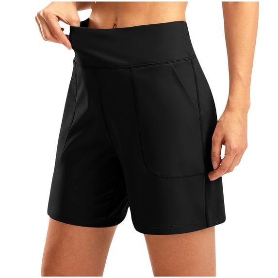 tarylea Yoga Pants for Women Wide Leg High Rise Shorts Solid Color Stretch Shorts with Pockets Casual Loose Summer Workout Shorts