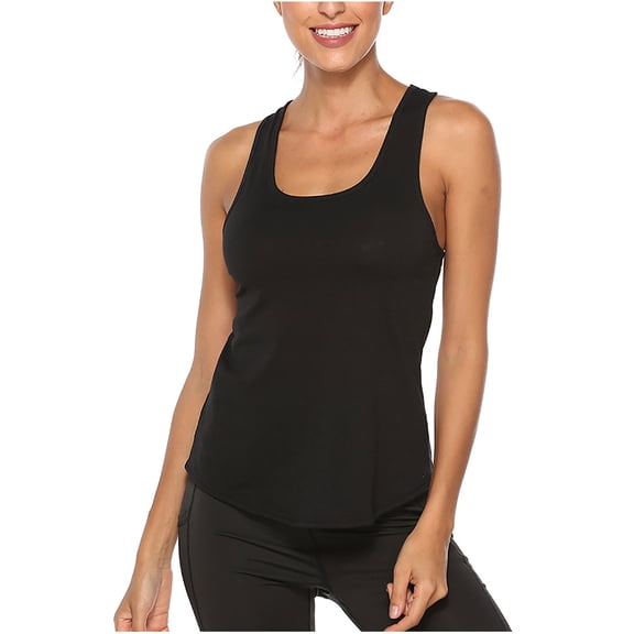 tarylea Yoga Tank Tops for Women Sleeveless U Neck Curved Hem Open Back Crop Tops Casual Summer Workout Comfy Tops