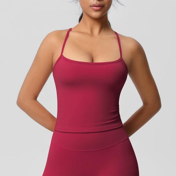 tarylea Yoga Tank Tops for Women Spaghetti Strap Square Neck Sleeveless Crop Top Casual Comfy Stretch Workout Tops