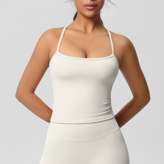 tarylea Yoga Tank Tops for Women Spaghetti Strap Square Neck Sleeveless Crop Top Casual Comfy Stretch Workout Tops