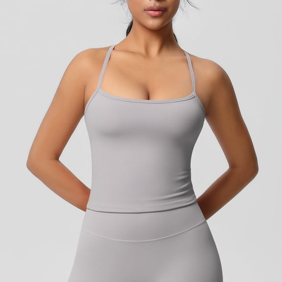 tarylea Yoga Tank Tops for Women Spaghetti Strap Square Neck Sleeveless Crop Top Casual Comfy Stretch Workout Tops