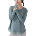 thumbnail image 1 of tarylea Yoga Tops for Women Crew Neck Long Sleeve Shirts Solid Color Loose Athletic Sports Running Coverup, 1 of 7