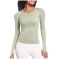 thumbnail image 1 of tarylea Yoga Tops for Women Crew Neck Tops Slim Fitted Tops Long Sleeve Shirts Solid Color Athletic Sports Tops, 1 of 7