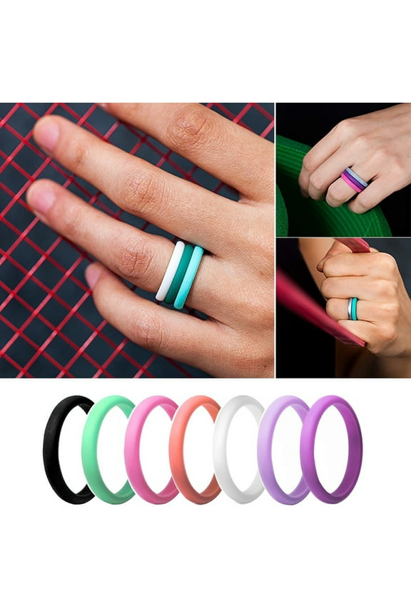 1Pc Unisex Sports Fitness Gym Silicone Ring Band Wedding Couples Promise Gift