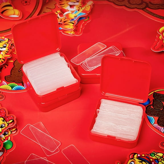 tasrioml 3 Boxes 60Pcs/Box Double-Sided Tape Each Easy Peel Clear Adhesive Rectangle Sticker Pad Strong Waterproof Adhesion Tape