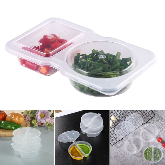 tasrioml 5/10/15/25Pcs Seasoning Box Disposable And Reusable Leak-Proof Lid Double Compartment Condiment Container for Condiment Dip Sauce Sampling And Travel Snacks